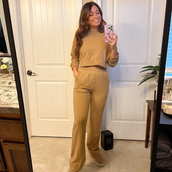 nuuds wideleg sweatpants and cropped sweatshirt set, cinnamon S - Picture 4 of 10